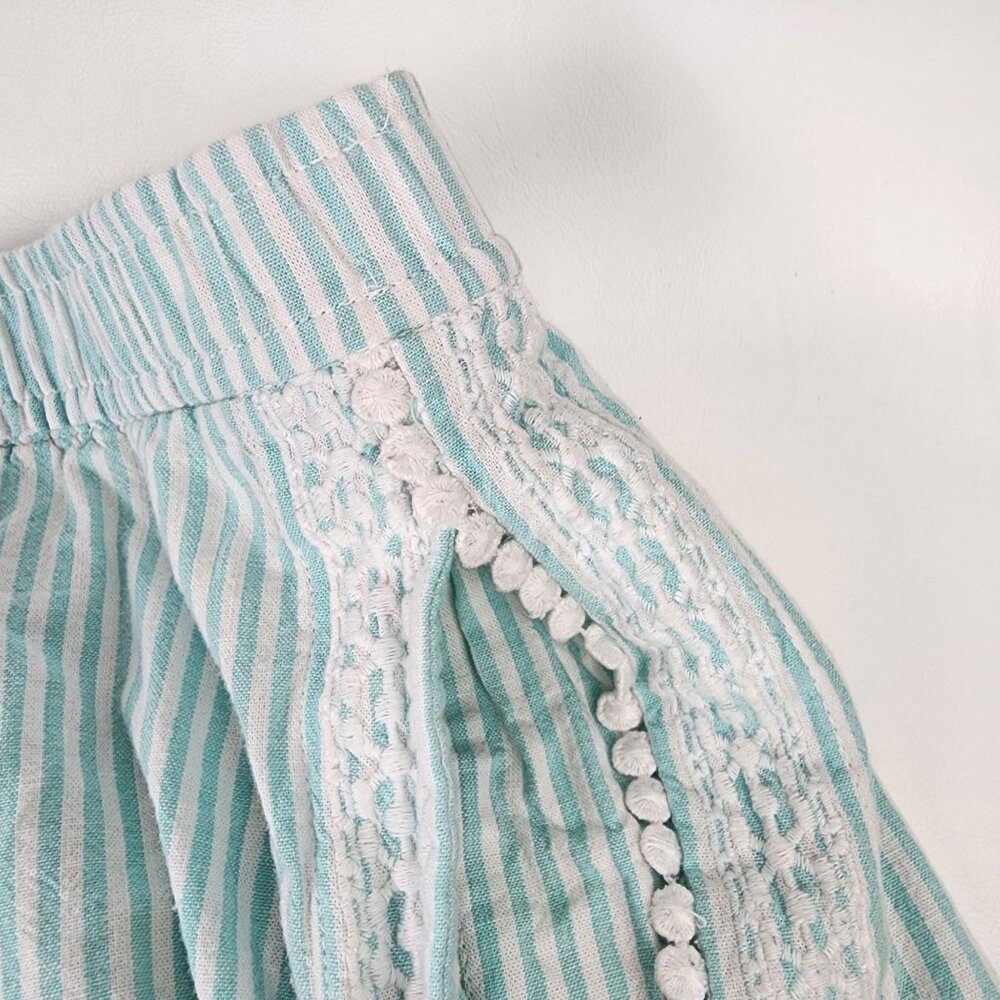 Vineyard Vines White Mint Striped Linen Shorts Embroider Pockets Pull On Small - Picture 6 of 10